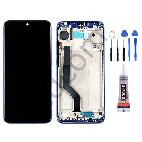 Xiaomi Redmi Note 7 Çıtalı Ekran Lcd Dokunmatik Tamir Seti Beraber Mavi