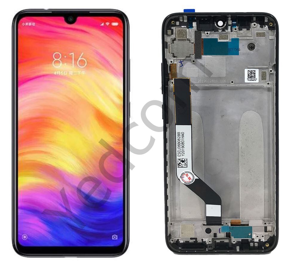 Xiaomi Redmi Note 7 Çıtalı Lcd Ekran ve Dokunmatik Komple Ekran Yüksek Kalite Siyah