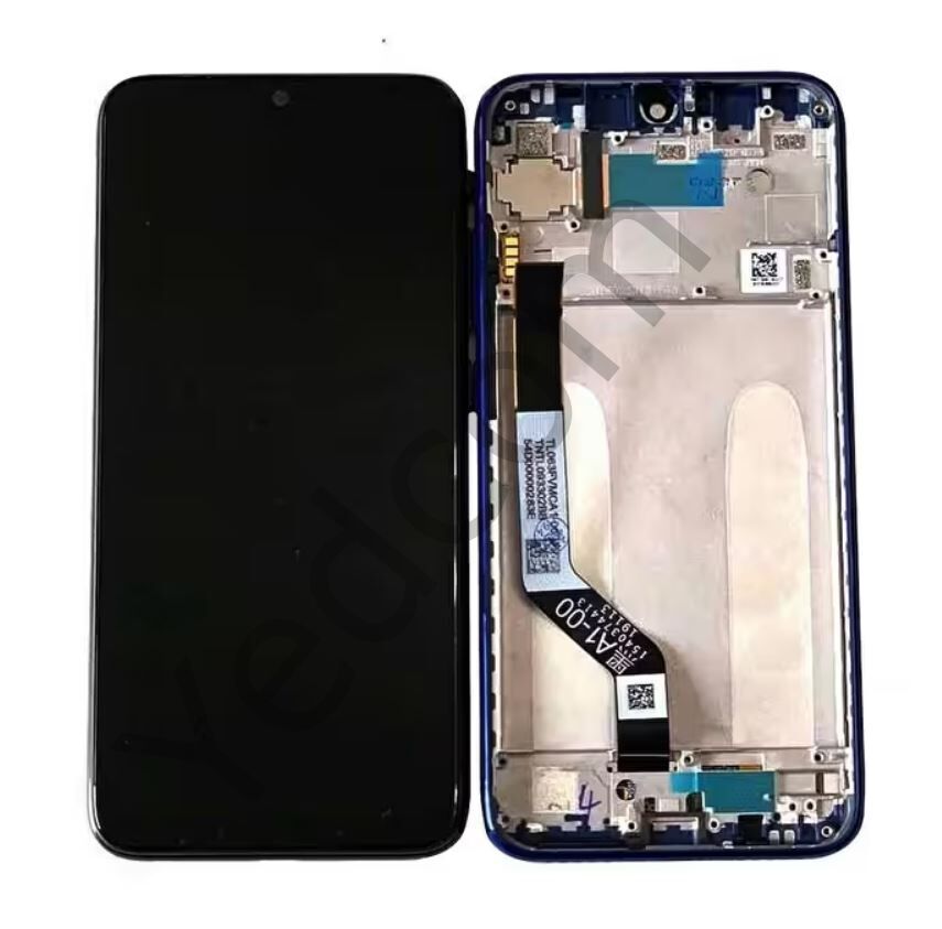 Xiaomi Redmi Note 7 Pro Çıtalı Siyah Lcd Ekran ve Dokunmatik Komple Ekran Yüksek Kalite Mavi