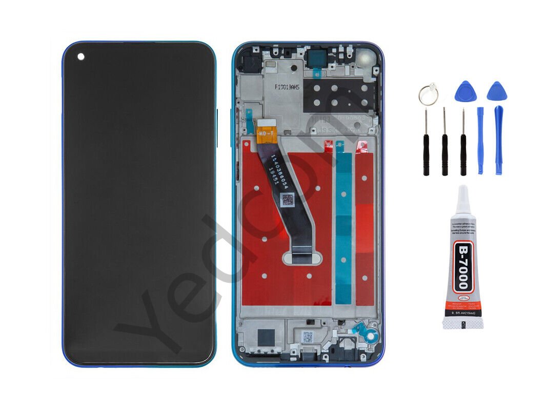 Huawei P40 Lite E Çıtalı Ekran Lcd Dokunmatik Tamir Seti Beraber Mavi