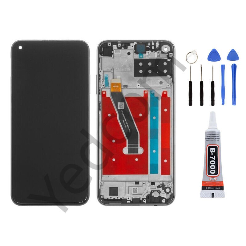 Huawei P40 Lite E Çıtalı Ekran Lcd Dokunmatik Tamir Seti Beraber Siyah