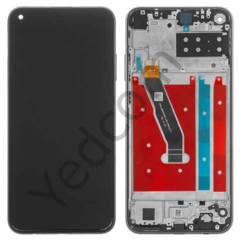 Huawei P40 Lite E Çıtalı Lcd Ekran ve Dokunmatik Komple Ekran Yüksek Kalite Siyah