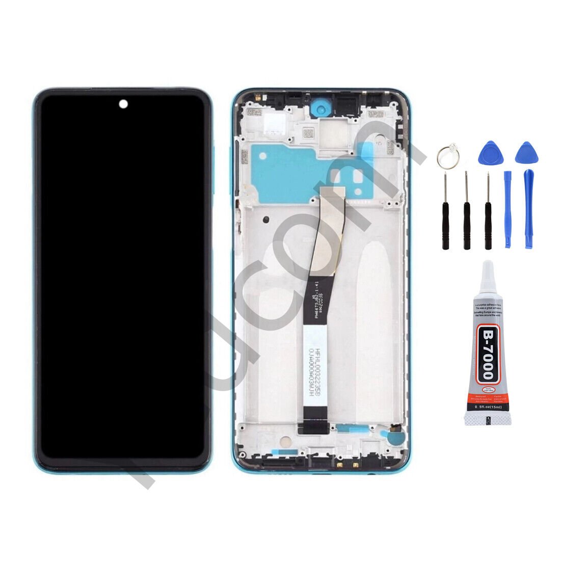 Xiaomi Redmi Note 9S Çıtalı Ekran Lcd Dokunmatik Tamir Seti Beraber Mavi