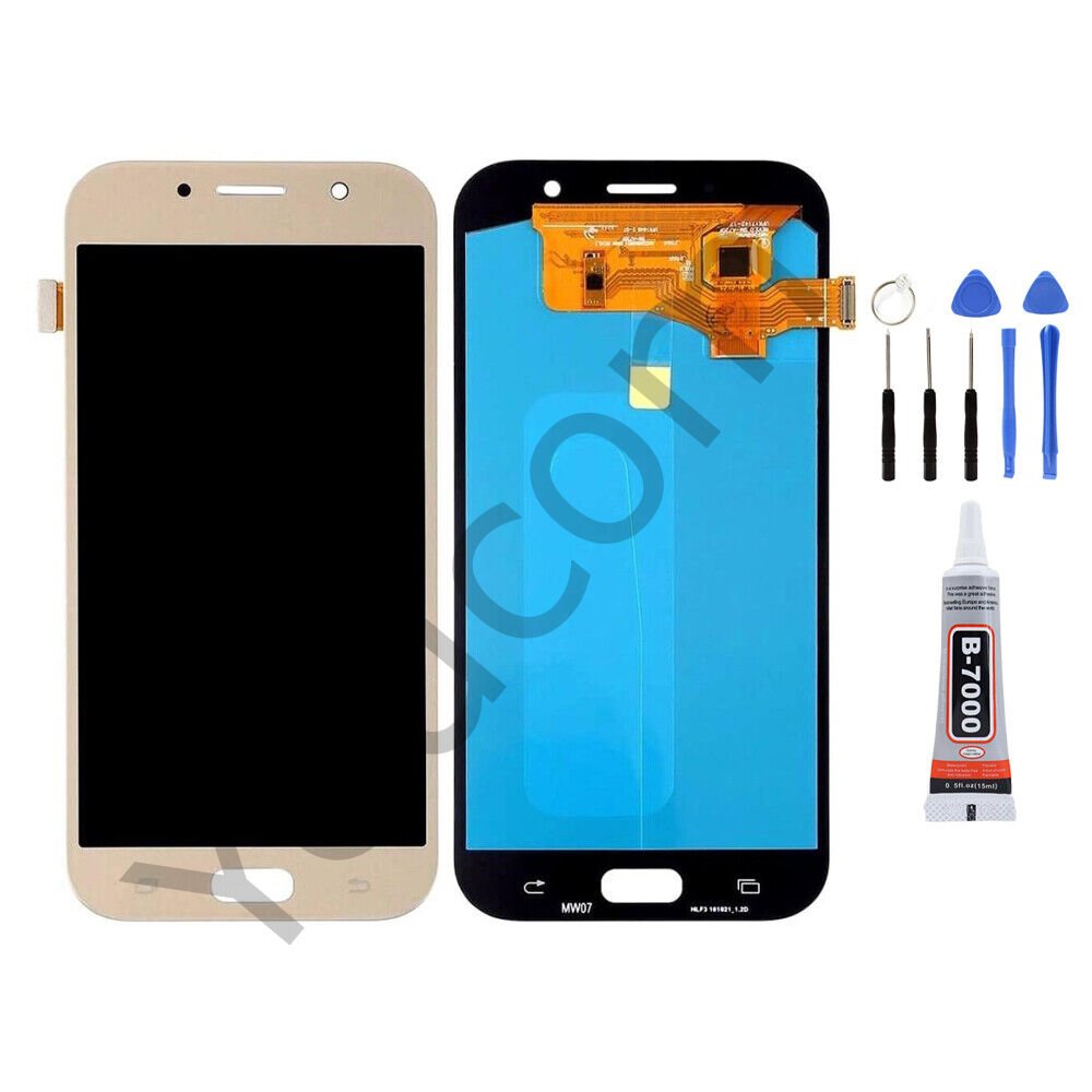 Samsung A7 2017 A720 Ekran Lcd Dokunmatik Tamir Seti Beraber Gold
